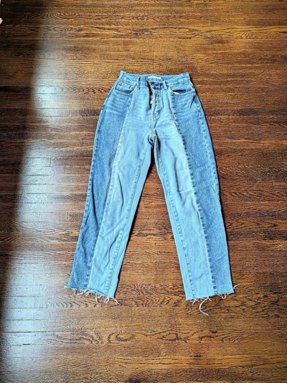 Pacsun Two Tone High Rise Straight Leg Denim Jeans Size 25 Casual Womens